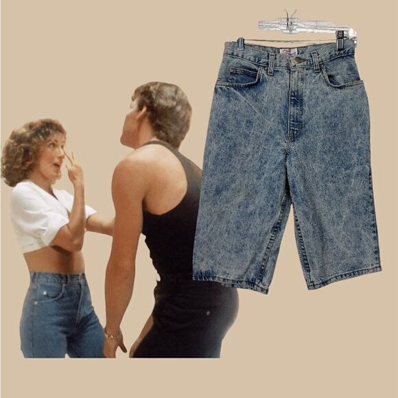 1980's acid wash Dirty Dancing brand bermuda high-waisted shorts 9/10 - Picture 1 of 15